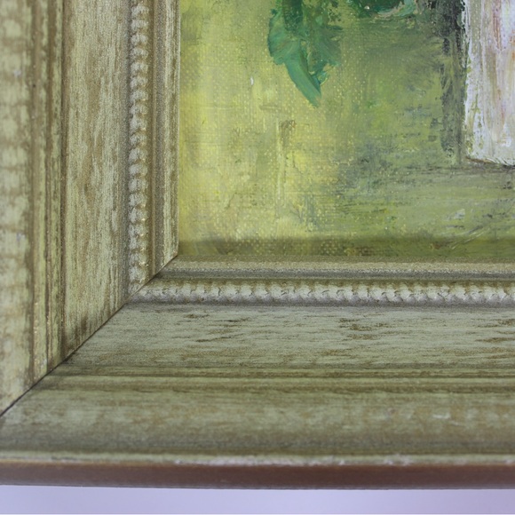 Vintage Original Still Life Oil Painting, Abstract Floral, Yellow, Pink Orange - Picture 4 of 10